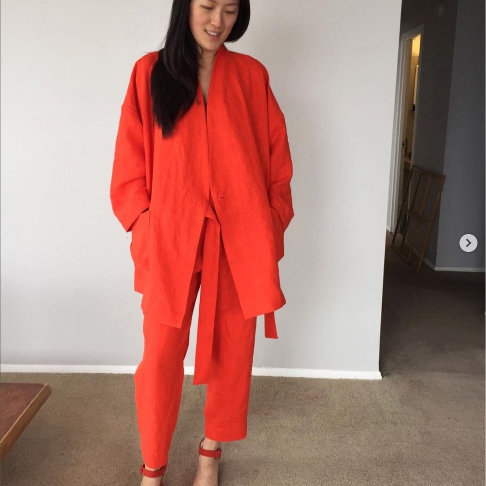 Custom Handmade Red Linen Coord Lounge Set
